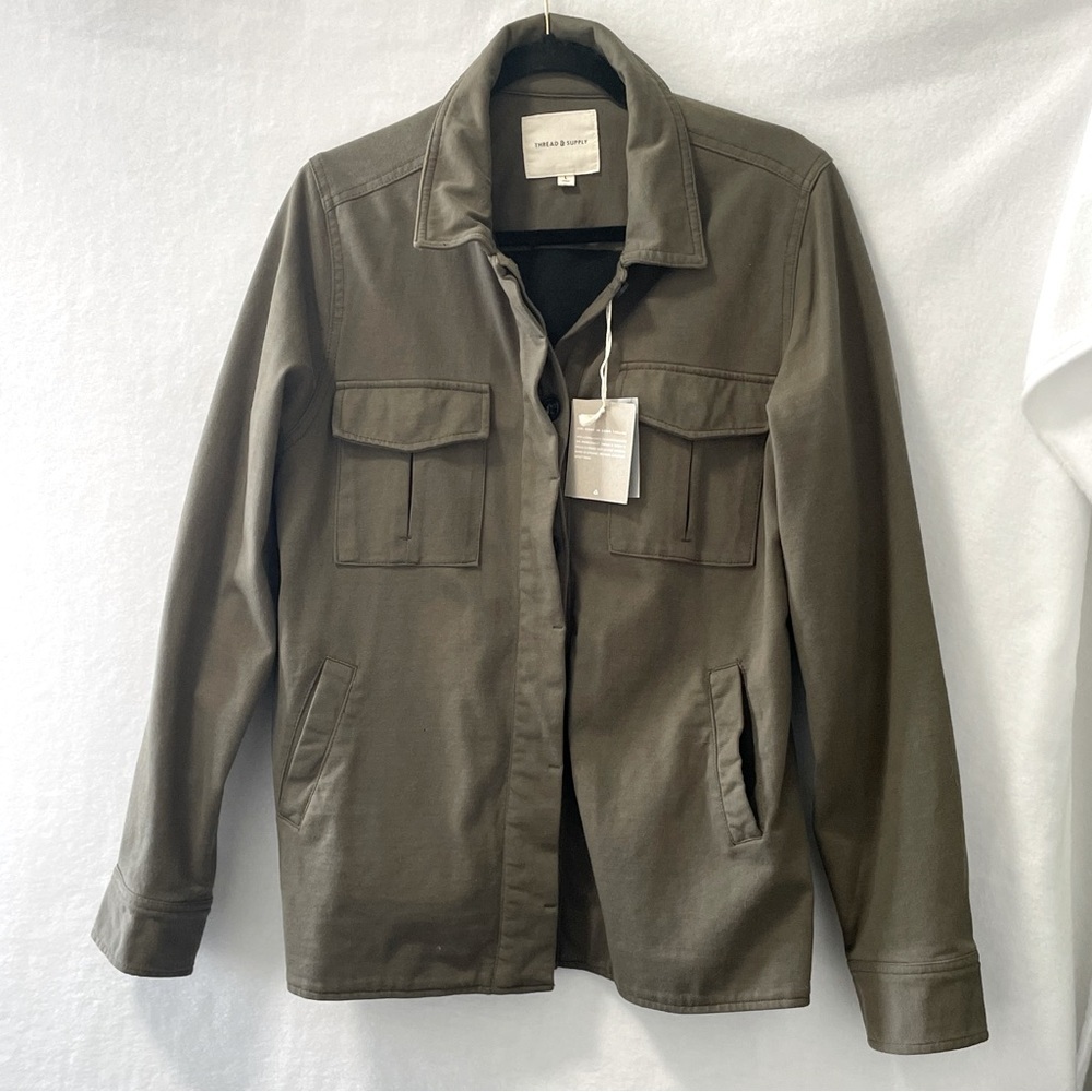 Thread and Supply dark olive jersey jacket